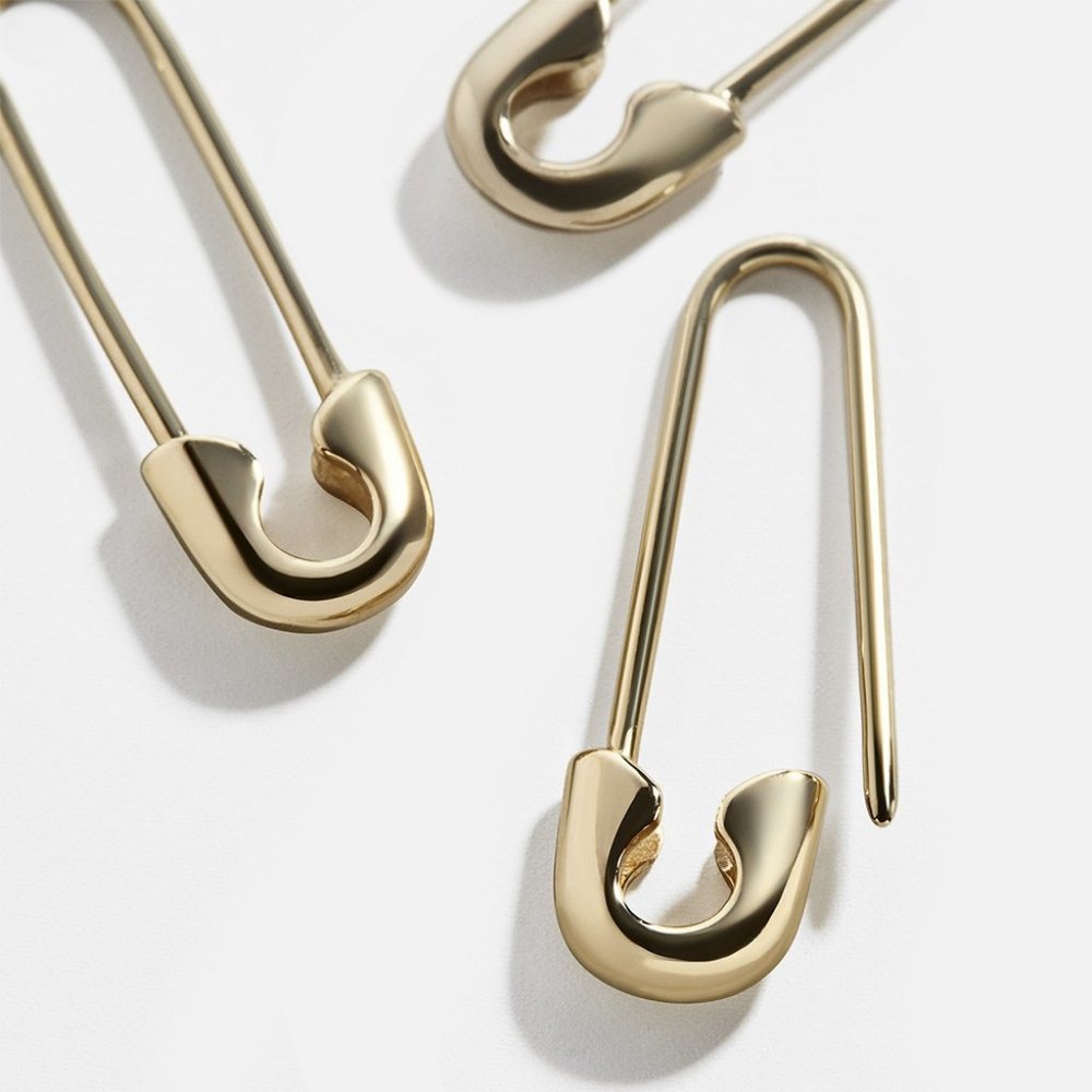 Golden Safety Pin Earrings - Picture 4 of 5